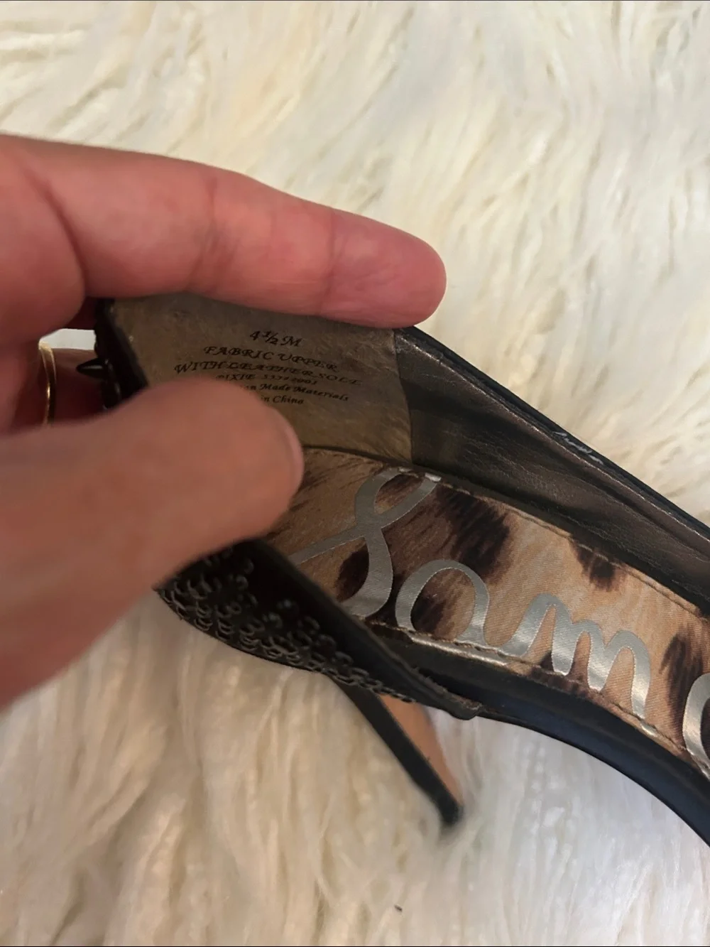 Sam Edelman Black Spike Embellished Pointed Toe Pumps size 4.5